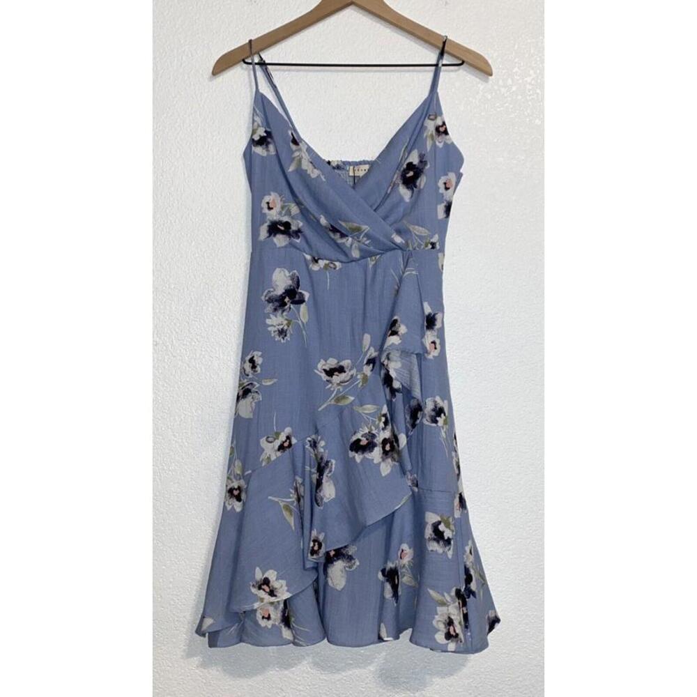 Promesa Floral Wrap Mini Dress Blue Size Small New